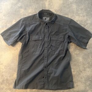 TRUEWERK Men's SS Cloud Shirt Size M Gray Snap Short Sleeve Flap Pocket
